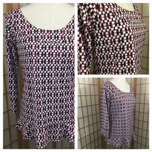 DKNY Ruffle Print Top SZ M
